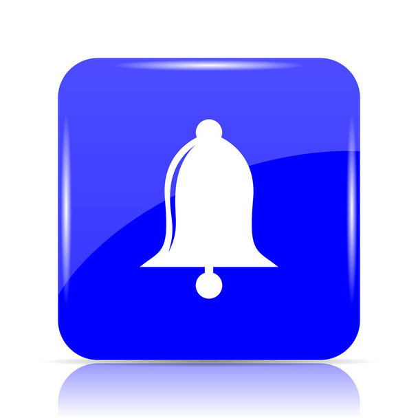 Glockensymbol, blauer Website-Knopf auf weißem Hintergrund - Foto, Bild