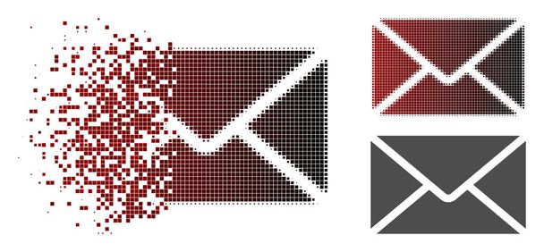 Ikona obálky Mail destructed tečkovaný polotónů - Vektor, obrázek