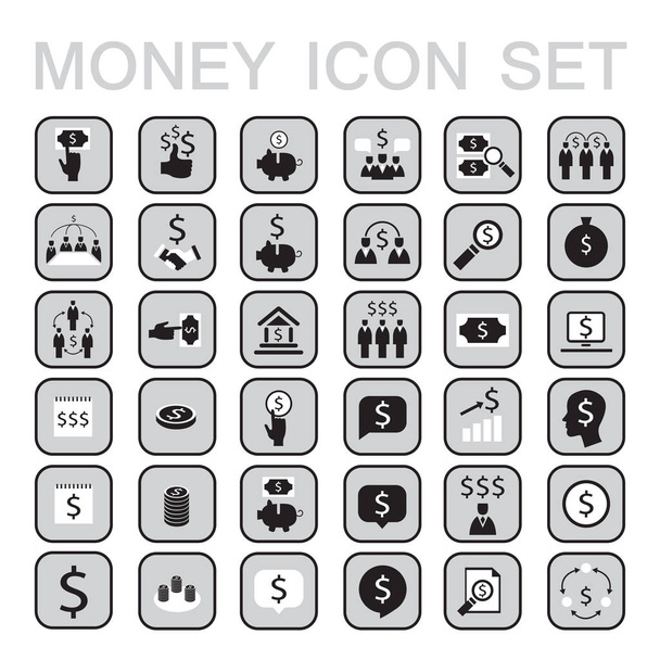 Set of 36 money related icons. Business, success, saving,earning money theme - Vector, Image