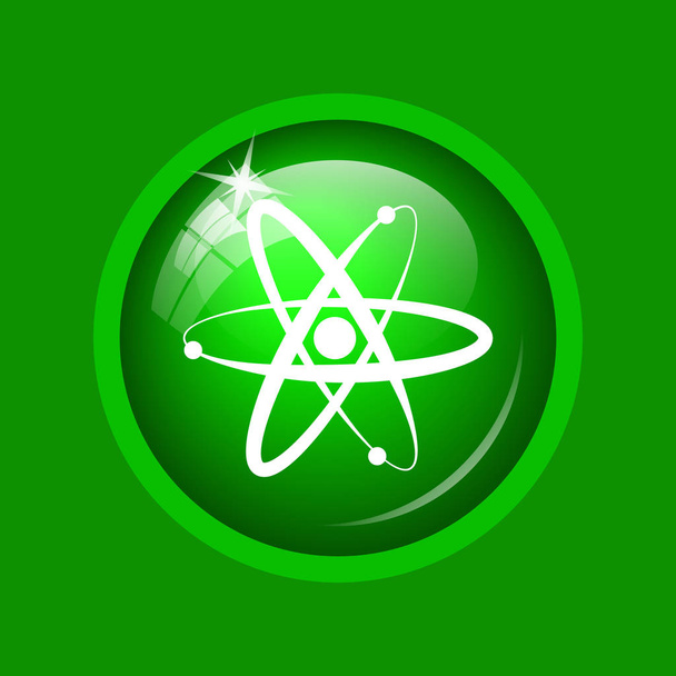 Atomy ikona. Internet tlačítko na zeleném pozadí. - Fotografie, Obrázek