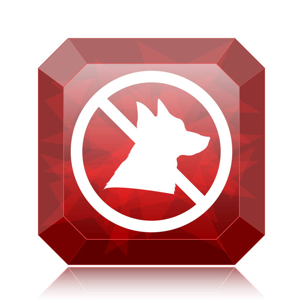 Forbidden dogs icon, red website button on white background - Photo, Image