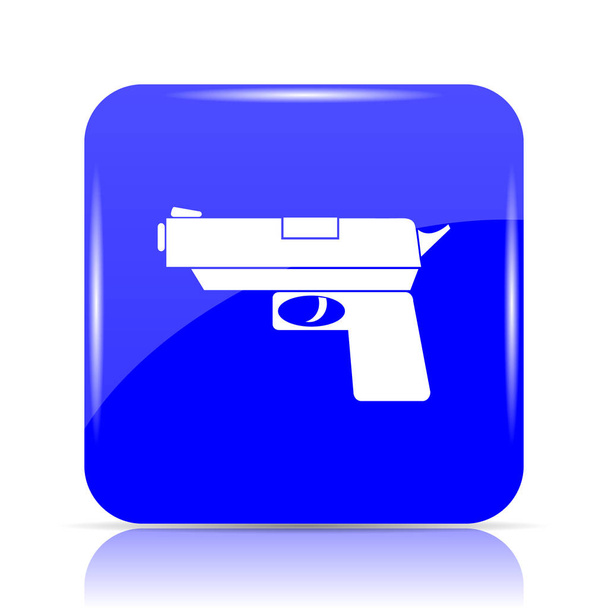 Icône pistolet, bouton bleu du site sur fond blanc
 - Photo, image