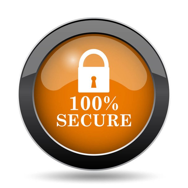 yüzde 100 güvenli simgesi. Beyaz arka plan üzerinde yüzde 100 güvenli Web sitesi düğmesini - Fotoğraf, Görsel