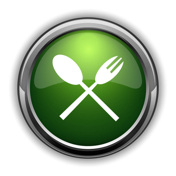 Tenedor y cuchara icono. Tenedor y cuchara botón del sitio web sobre fondo blanco
 - Foto, Imagen
