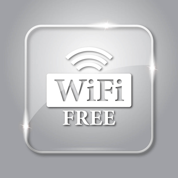WIFI free icon. Transparent internet button on grey background - Photo, Image