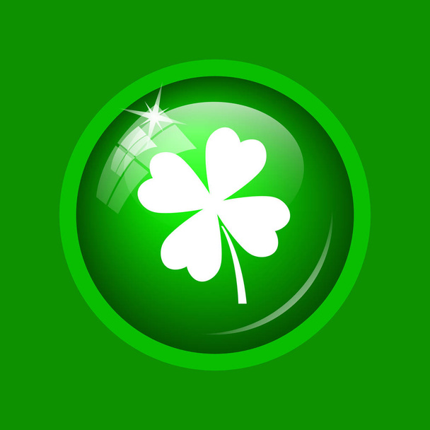 Clover icon. Internet button on green background. - Photo, Image