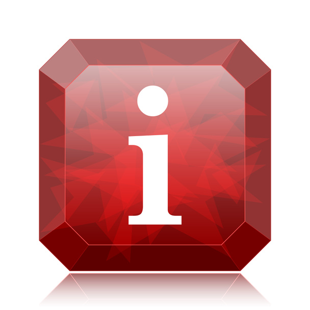 Info ikon, piros honlap gomb fehér háttér - Fotó, kép