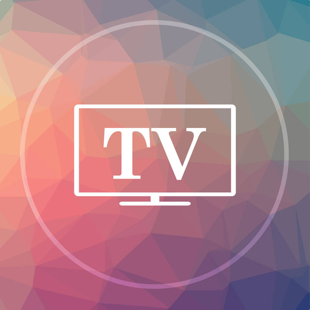 TV icon. TV website button on low poly background - Photo, Image