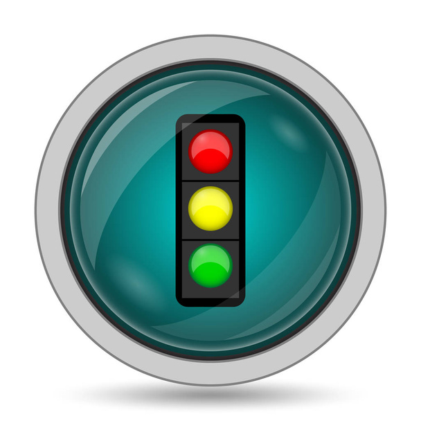 Traffic light icon, website button on white background - Photo, Image