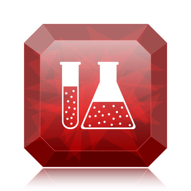Chemistry set icon, red website button on white background - Photo, Image