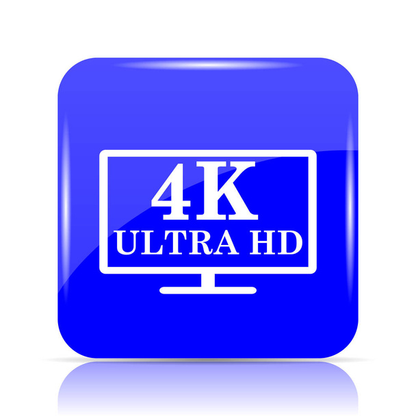 4 k ultra Hd ikona, modré stránky tlačítko na bílém pozadí - Fotografie, Obrázek