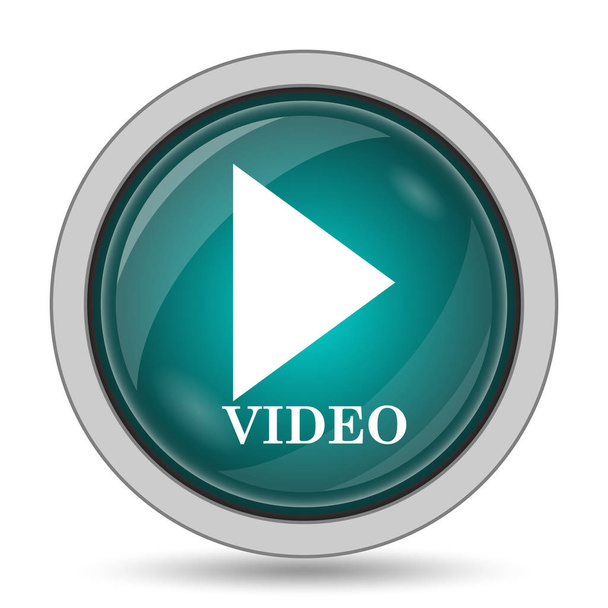 Videolejátszás ikon, website gomb fehér háttér - Fotó, kép