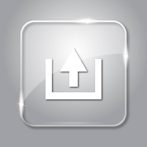 Upload icon. Transparent internet button on grey background - Photo, Image