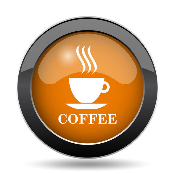 Піктограма чашки кави. Кнопка веб-сайту чашки кави на білому тлі
 - Фото, зображення