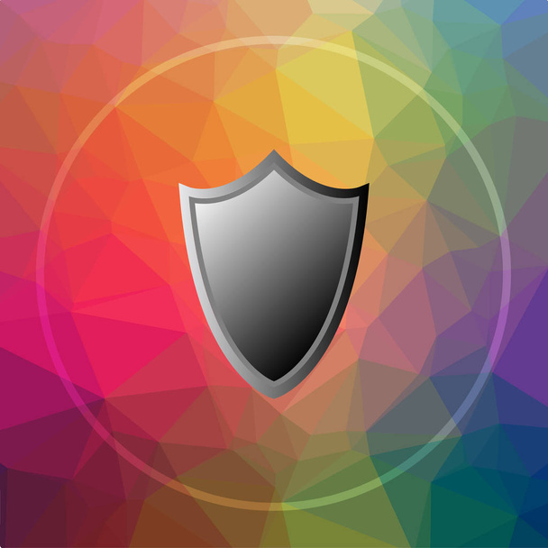 Shield icon. Shield website button on low poly background - Photo, Image