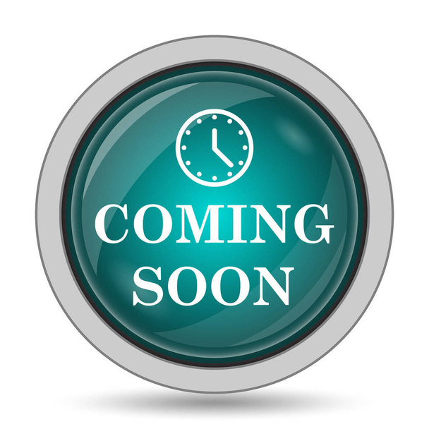 Coming soon icon, website button on white background - Photo, Image
