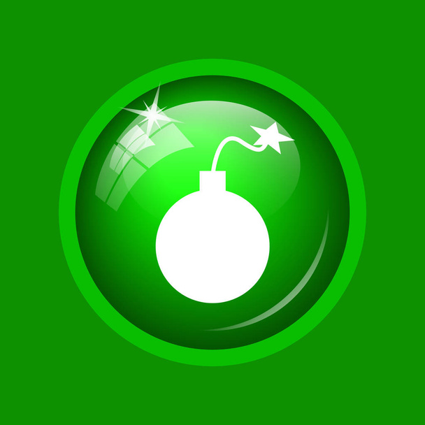 Bomb icon. Internet button on green background. - Photo, Image