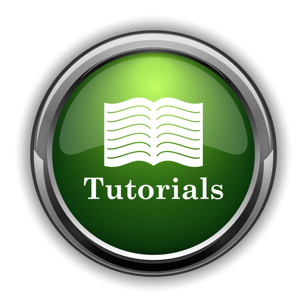 Icono de tutoriales. Tutoriales botón del sitio web sobre fondo blanco
 - Foto, imagen