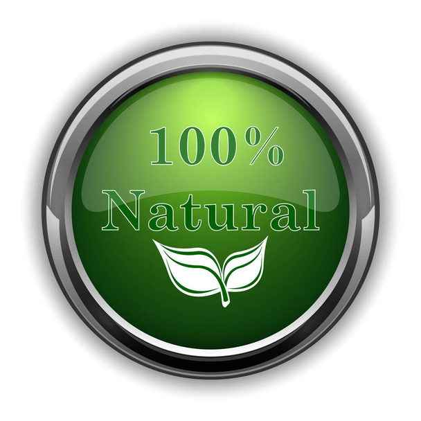 100 % természetes ikonra. 100 % természetes honlap gomb fehér háttér - Fotó, kép