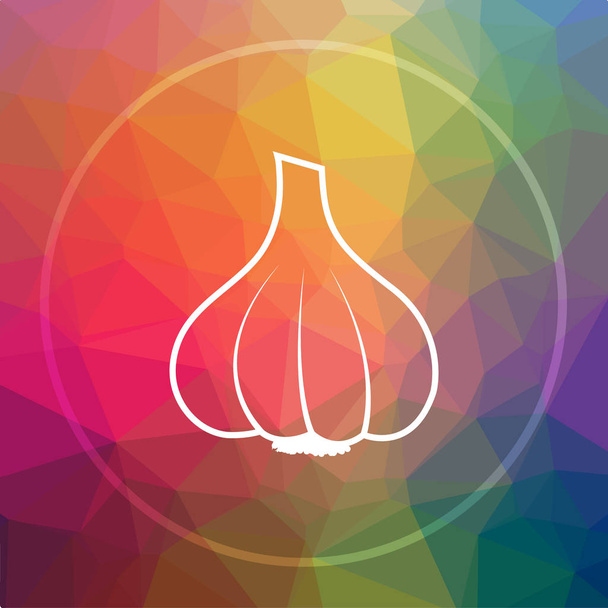 Garlic icon. Garlic website button on low poly background - Photo, Image