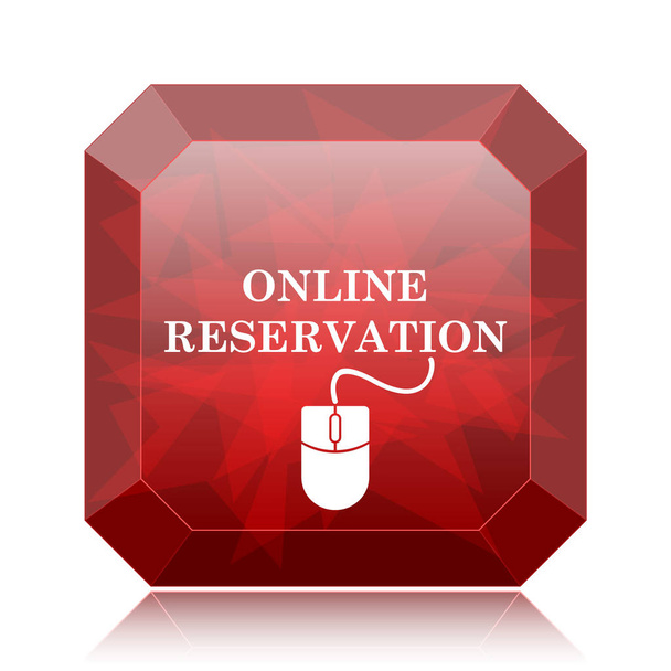 Icona di prenotazione online, pulsante rosso sito web su sfondo bianco
 - Foto, immagini
