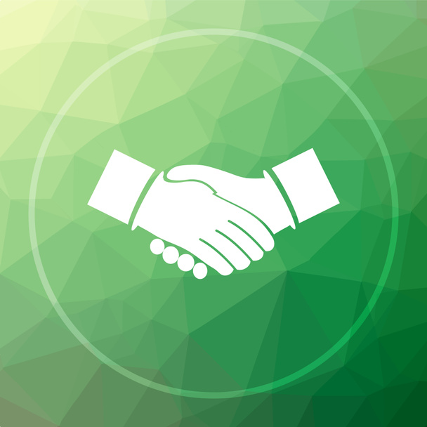 Значок соглашения. Кнопка сайта соглашения на зеленом низком фоне полигонов
 - Фото, изображение