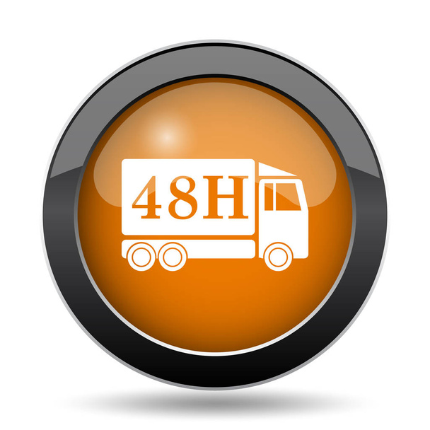 48H icona del camion di consegna. 48H consegna camion pulsante del sito web su sfondo bianco
 - Foto, immagini