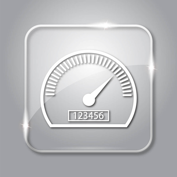 Speedometer icon. Transparent internet button on grey background - Photo, Image