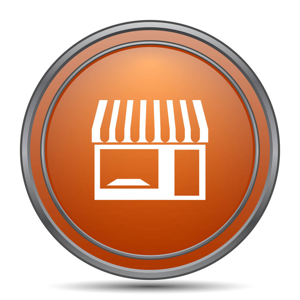 Icono de tienda. Botón naranja de internet sobre fondo blanco
 - Foto, Imagen