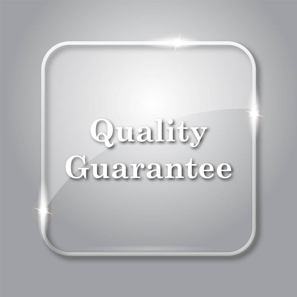 Ikona gwarancji jakości. Przezroczysty przycisk internet na szarym tle - Zdjęcie, obraz