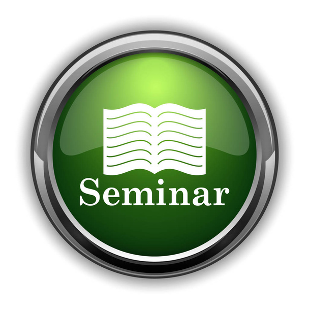 Seminar pictogram. Seminar website knop op witte achtergrond - Foto, afbeelding