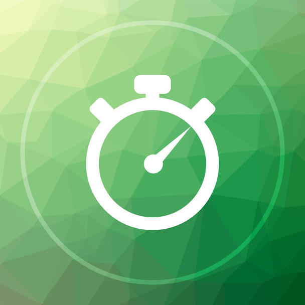 Timer icon. Timer website button on green low poly background - Photo, Image