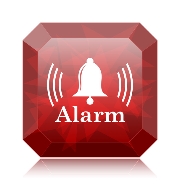 Alarm icon, red website button on white background - Photo, Image