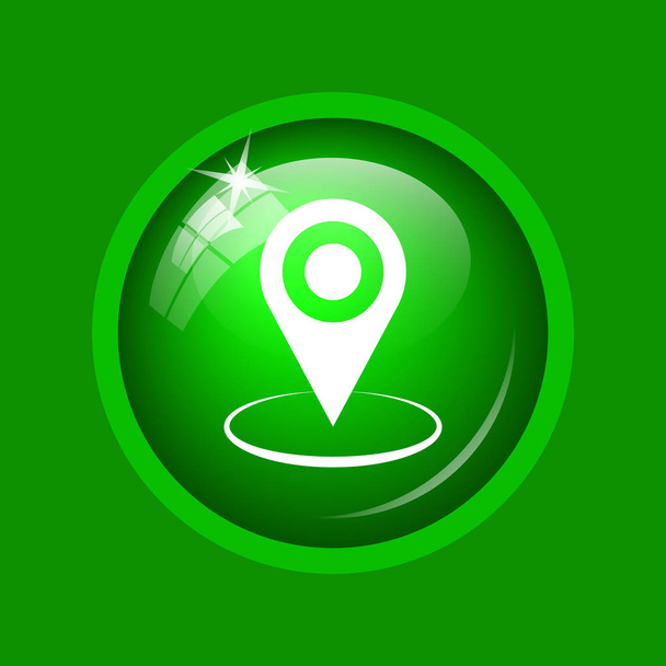 Значок местоположения пин. Кнопка Интернет на зеленом фоне
. - Фото, изображение