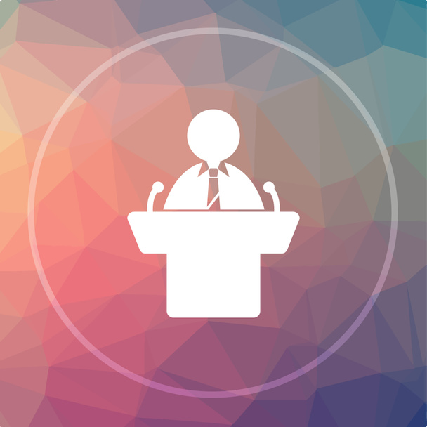 Speaker icon. Speaker website button on low poly background - Photo, Image