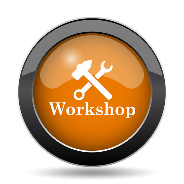 Icona del workshop. Pulsante del sito web Workshop su sfondo bianco
 - Foto, immagini