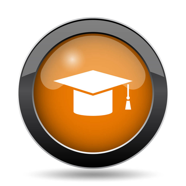 Αποφοίτηση εικονίδιο. Αποφοίτηση ιστοσελίδα κουμπί σε λευκό φόντο - Φωτογραφία, εικόνα