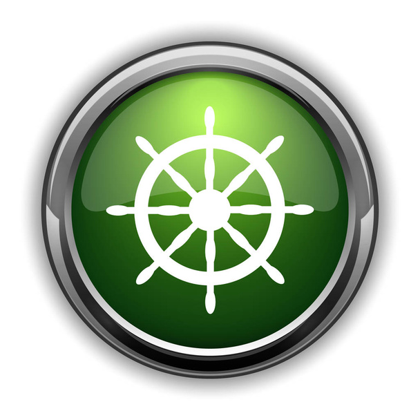 航海ホイール アイコン。白い背景の上の航海ホイール ウェブサイト ボタン - 写真・画像