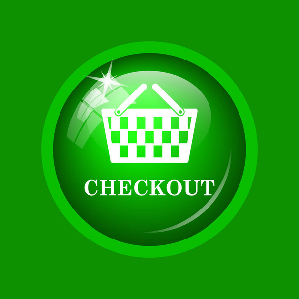 Checkout icon. Internet button on green background. - Photo, Image