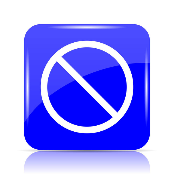 Απαγορευμένο εικονίδιο, μπλε ιστοσελίδα κουμπί σε λευκό φόντο - Φωτογραφία, εικόνα