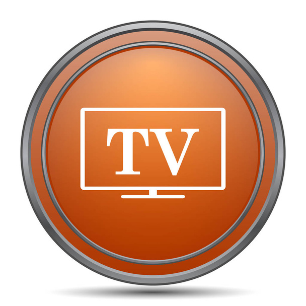TV icon. Orange internet button on white background - Photo, Image