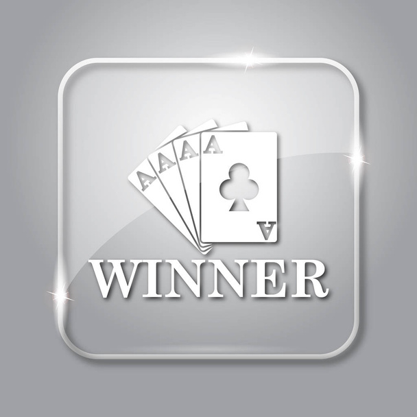 Poker kazanan simgesi. Gri arka plan şeffaf Internet düğmesini - Fotoğraf, Görsel