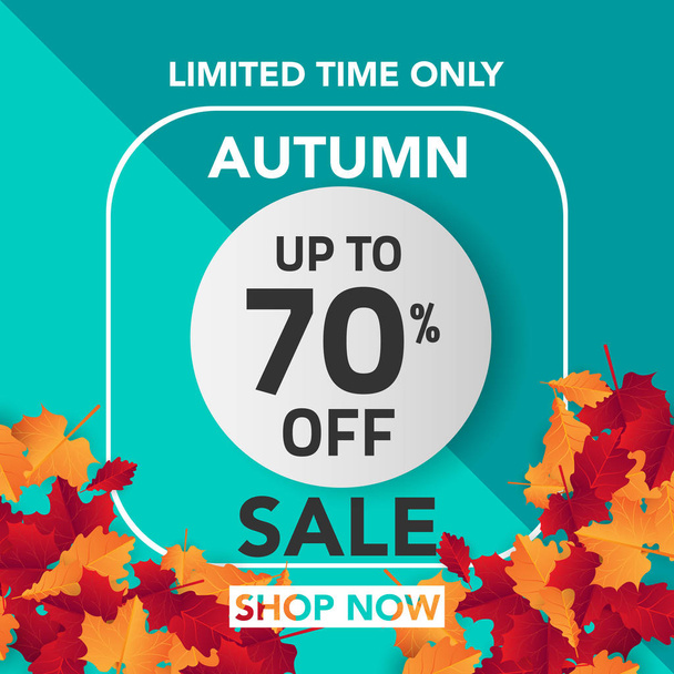 Autumn sale banner template with leaves, fall leaves for shopping sale. banner design. Poster, card, label, web banner. Vector illustration - Вектор, зображення