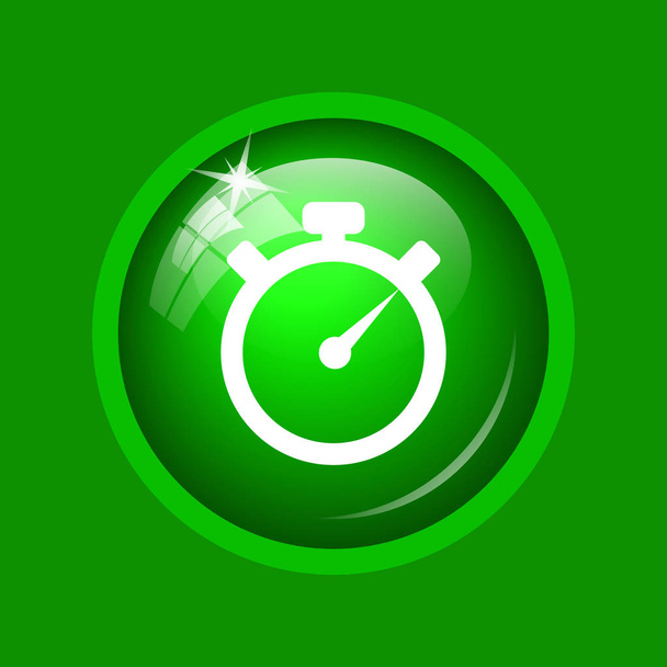 Timer icon. Internet button on green background. - Photo, Image