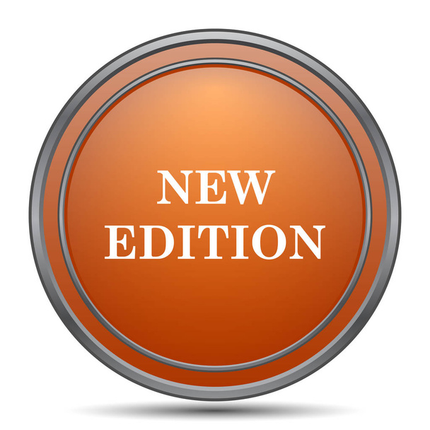 新しい版のアイコン。白い背景の上のオレンジ色のインター ネット ボタン - 写真・画像