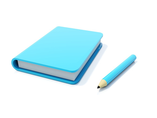 Blue notebook with pen - Foto, imagen