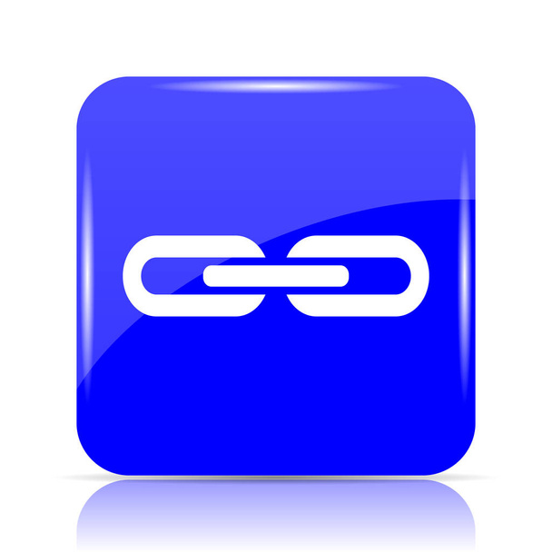 Σύνδεση ιστοσελίδα εικονίδιο, μπλε κουμπί σε λευκό φόντο - Φωτογραφία, εικόνα