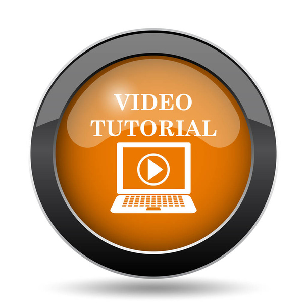 Icona video tutorial. Pulsante del sito web del video tutorial su sfondo bianco
 - Foto, immagini
