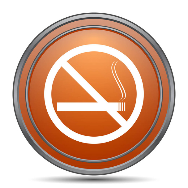 No fumar icono. Botón naranja de internet sobre fondo blanco
 - Foto, imagen