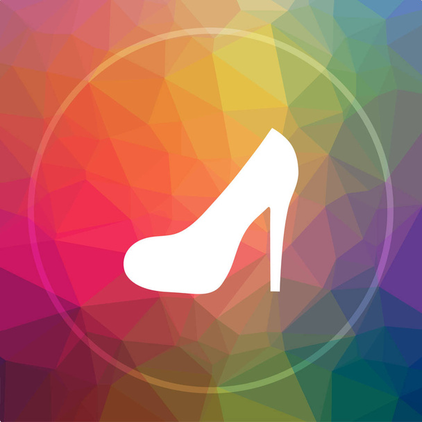High heel icon. High heel website button on low poly background - Fotografie, Obrázek